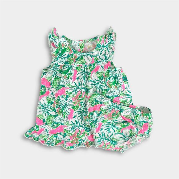 Lilly Pulitzer Cecily Infant Dress Botanical Green Just Wing It 18-24 Months - Picture 1 of 12